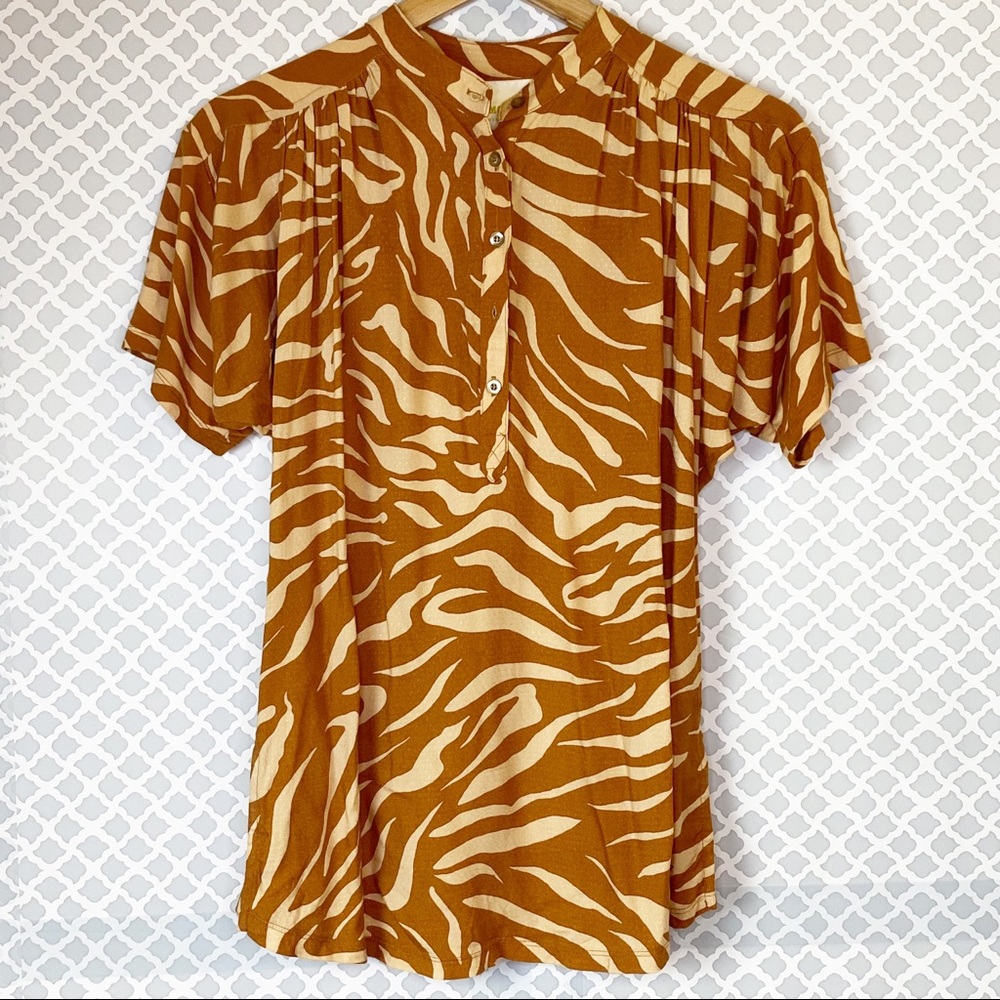 EUC Anthro Maeve Printed Windham Tunic in Cedar - Picture 2 of 12